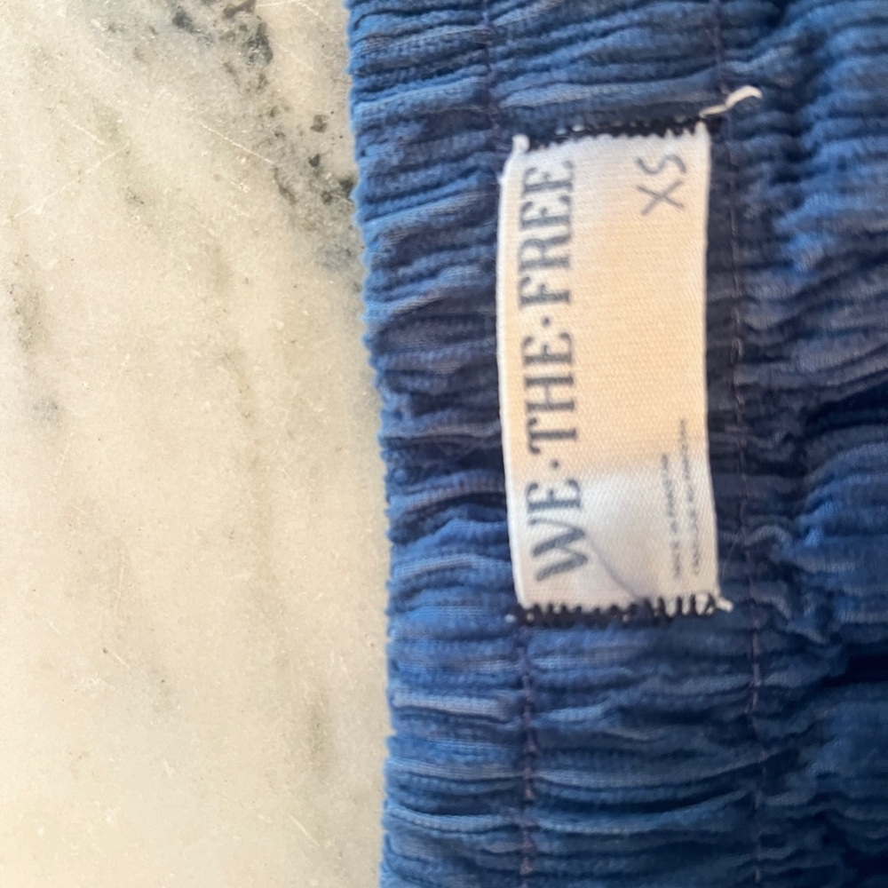 We The Free | Free People Blue Corduroy Pants XS Wide Leg Drawstring Waist - Picture 2 of 9